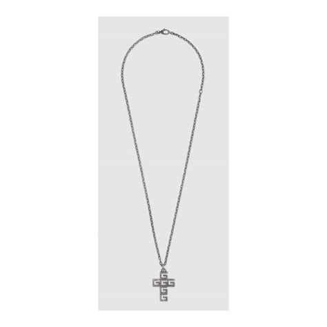 collana croce fisso gucci|Collana con croce G Quadro in argento 925 .